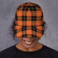 Orange Black And Yellow Tartan Print Baseball Cap