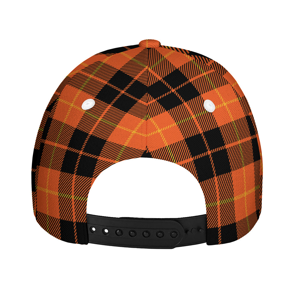 Orange Black And Yellow Tartan Print Baseball Cap