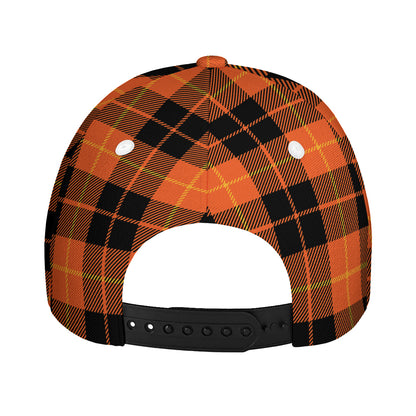 Orange Black And Yellow Tartan Print Baseball Cap