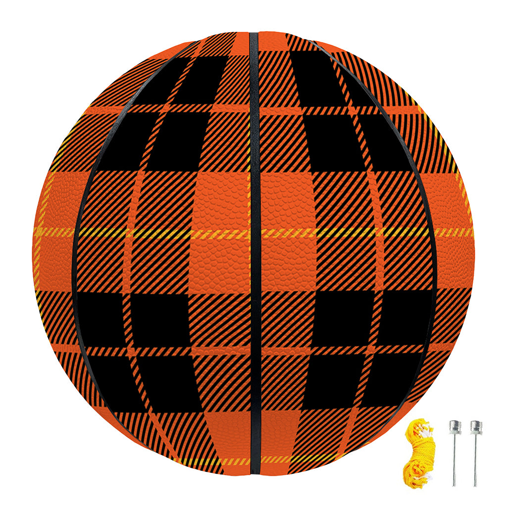 Orange Black And Yellow Tartan Print Basketball