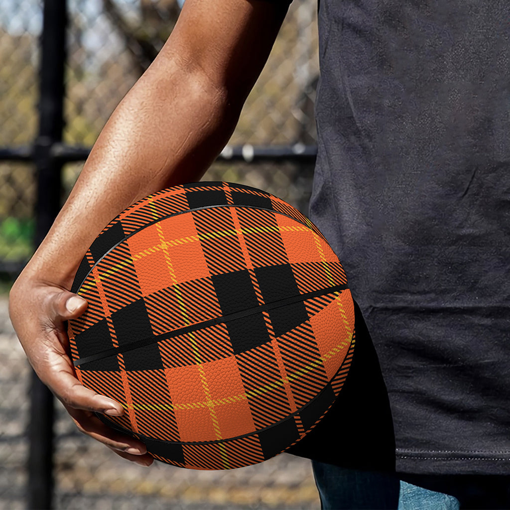 Orange Black And Yellow Tartan Print Basketball