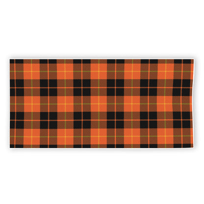 Orange Black And Yellow Tartan Print Beach Towel