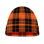 Orange Black And Yellow Tartan Print Beanie
