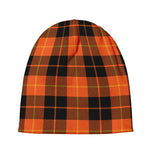 Orange Black And Yellow Tartan Print Beanie