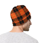 Orange Black And Yellow Tartan Print Beanie
