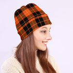 Orange Black And Yellow Tartan Print Beanie