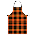 Orange Black And Yellow Tartan Print Bib Apron With Pocket