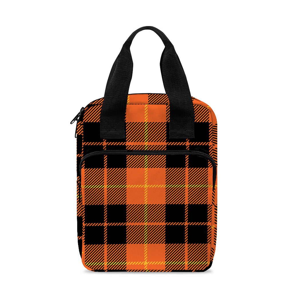 Orange Black And Yellow Tartan Print Bible Tote Bag