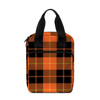 Orange Black And Yellow Tartan Print Bible Tote Bag