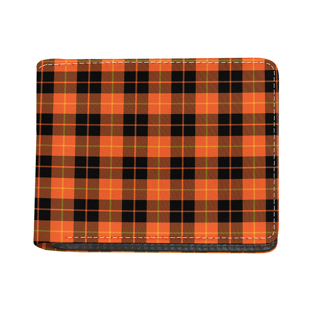 Orange Black And Yellow Tartan Print Bifold Wallet
