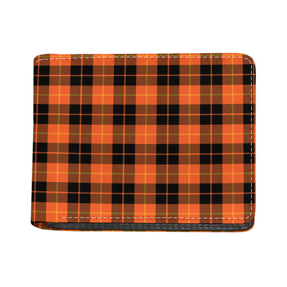 Orange Black And Yellow Tartan Print Bifold Wallet