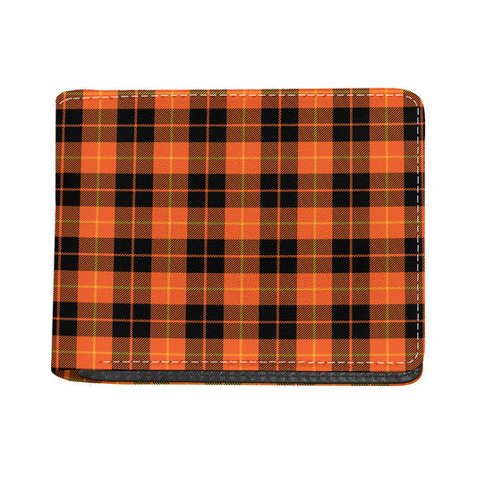 Orange Black And Yellow Tartan Print Bifold Wallet