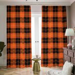 Orange Black And Yellow Tartan Print Blackout Pencil Pleat Curtains