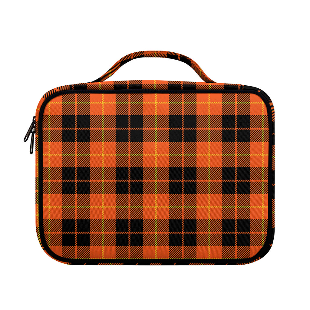 Orange Black And Yellow Tartan Print Briefcase Bible Bag