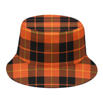 Orange Black And Yellow Tartan Print Bucket Hat