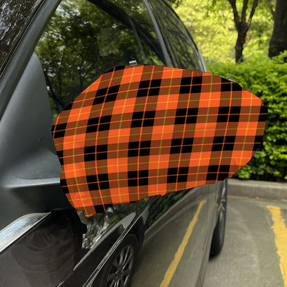 Orange Black And Yellow Tartan Print Car Side Mirror Covers