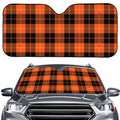 Orange Black And Yellow Tartan Print Car Windshield Sun Shade