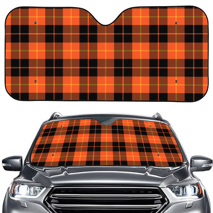 Orange Black And Yellow Tartan Print Car Windshield Sun Shade