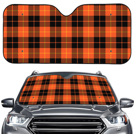 Orange Black And Yellow Tartan Print Car Windshield Sun Shade