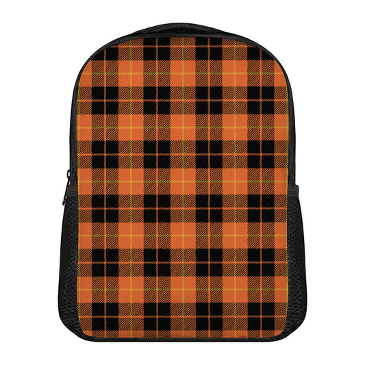 Orange Black And Yellow Tartan Print Casual Backpack