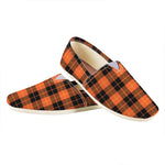 Orange Black And Yellow Tartan Print Casual Shoes