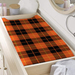 Orange Black And Yellow Tartan Print Changing Pad Cover