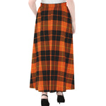 Orange Black And Yellow Tartan Print Chiffon Maxi Skirt
