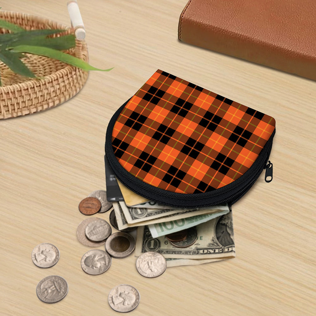 Orange Black And Yellow Tartan Print Coin Purse