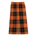 Orange Black And Yellow Tartan Print Cotton Front Slit Maxi Skirt