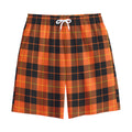 Orange Black And Yellow Tartan Print Cotton Shorts