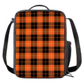 Orange Black And Yellow Tartan Print Crossbody Lunch Bag