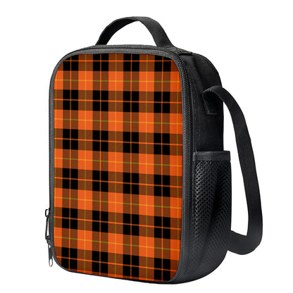 Orange Black And Yellow Tartan Print Crossbody Lunch Bag