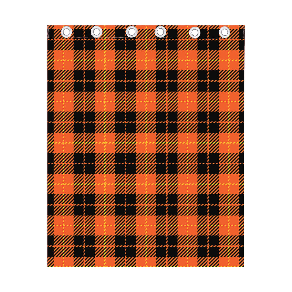 Orange Black And Yellow Tartan Print Curtain