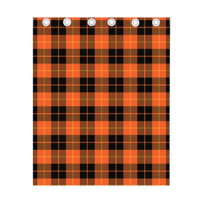 Orange Black And Yellow Tartan Print Curtain