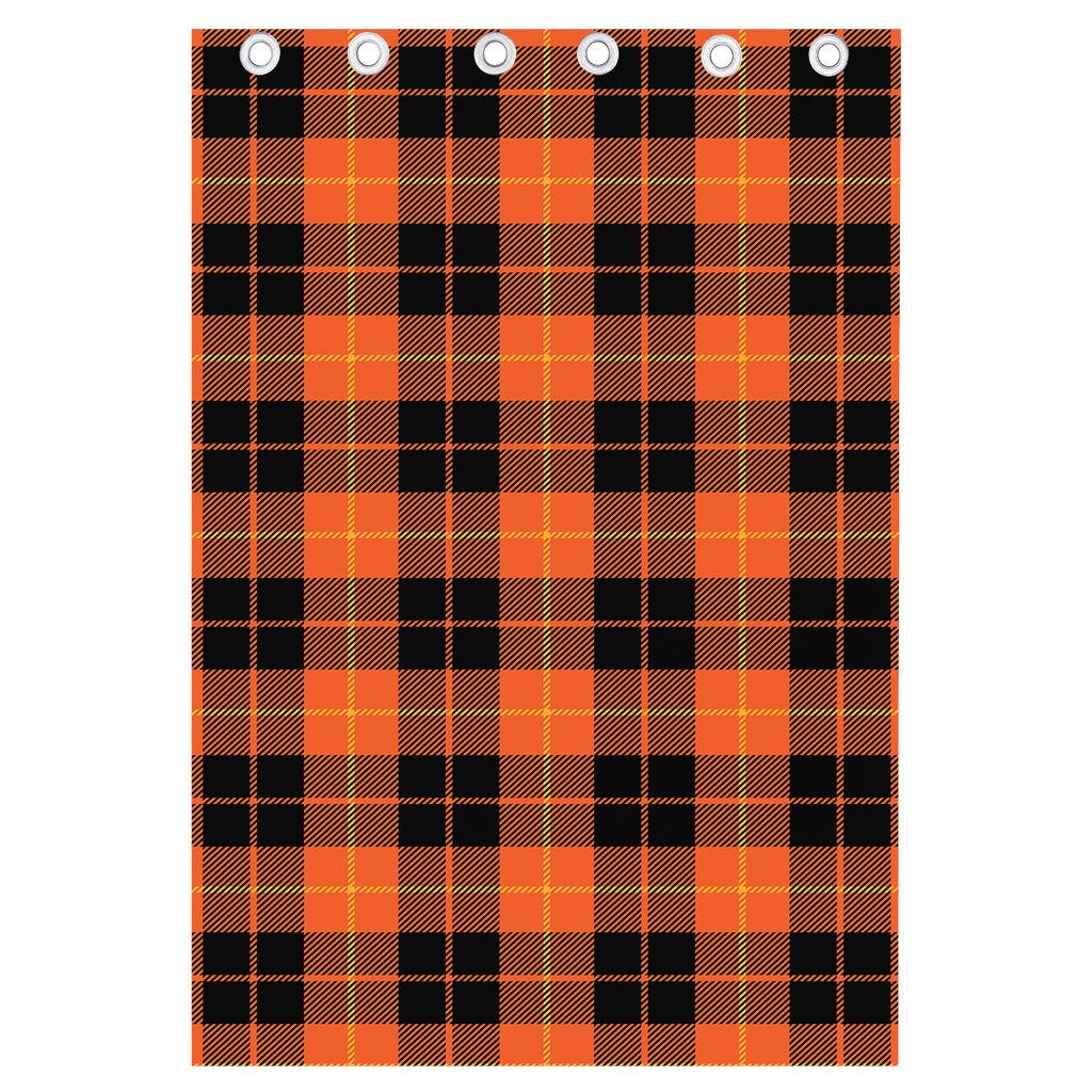 Orange Black And Yellow Tartan Print Curtain