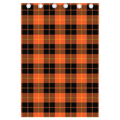 Orange Black And Yellow Tartan Print Curtain