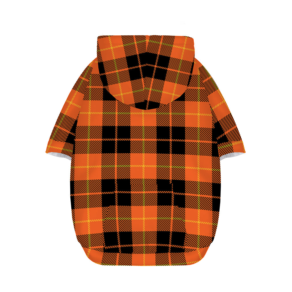 Orange Black And Yellow Tartan Print Dog Zip Up Hoodie