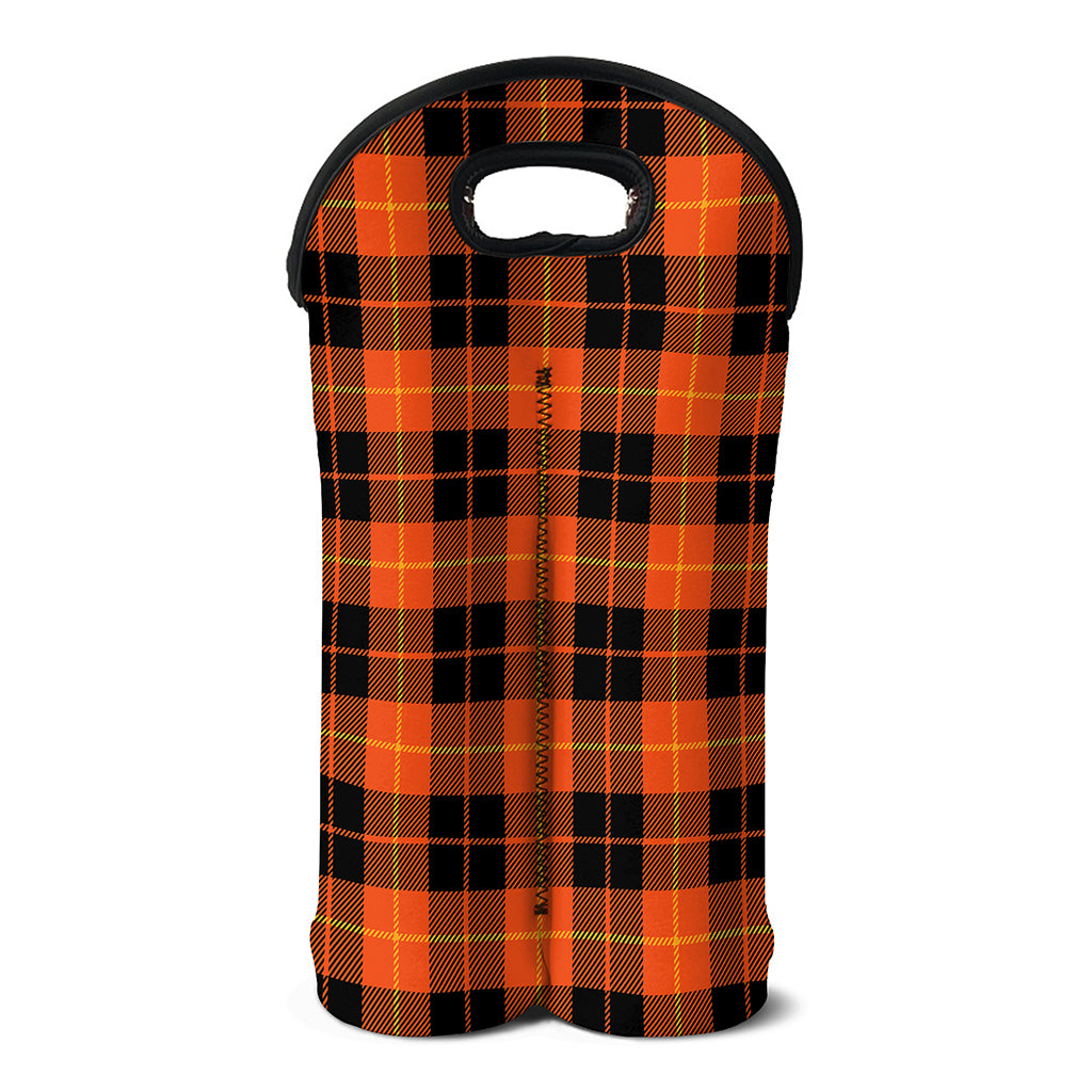 Orange Black And Yellow Tartan Print Double Neoprene Wine Tote