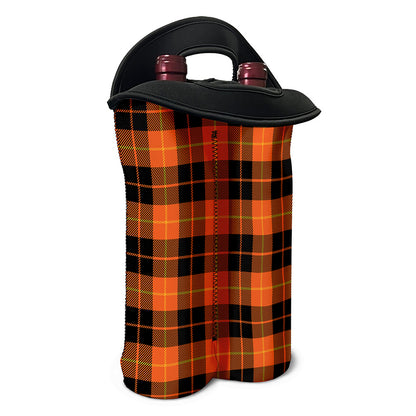 Orange Black And Yellow Tartan Print Double Neoprene Wine Tote