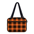 Orange Black And Yellow Tartan Print Double Strap Bible Bag