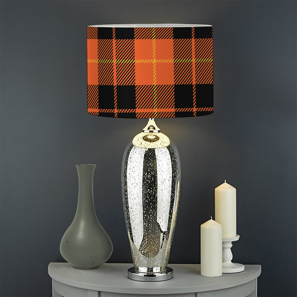 Orange Black And Yellow Tartan Print Drum Lamp Shade