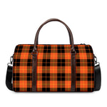 Orange Black And Yellow Tartan Print Duffle Bag