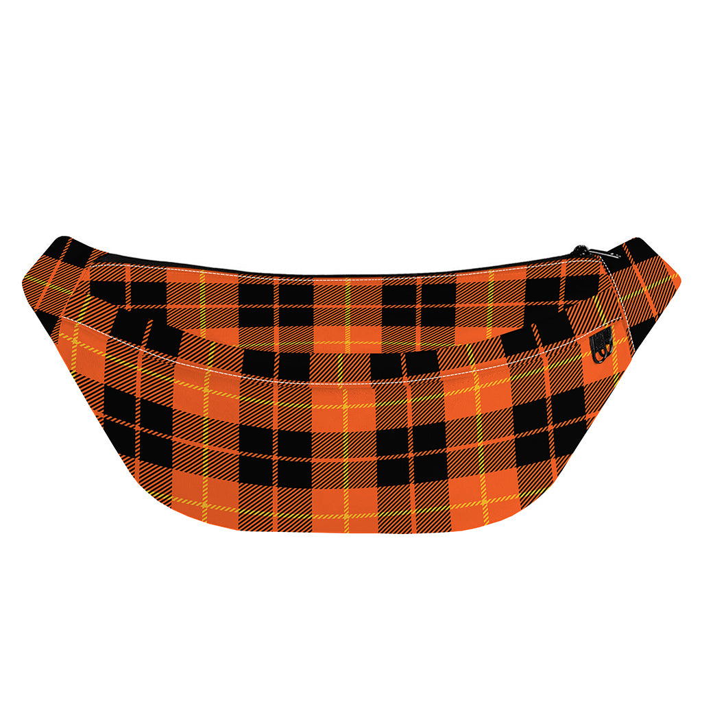 Orange Black And Yellow Tartan Print Fanny Pack