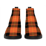 Orange Black And Yellow Tartan Print Flat Ankle Boots