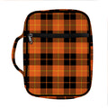 Orange Black And Yellow Tartan Print Front Pocket Bible Bag