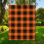 Orange Black And Yellow Tartan Print Garden Flag