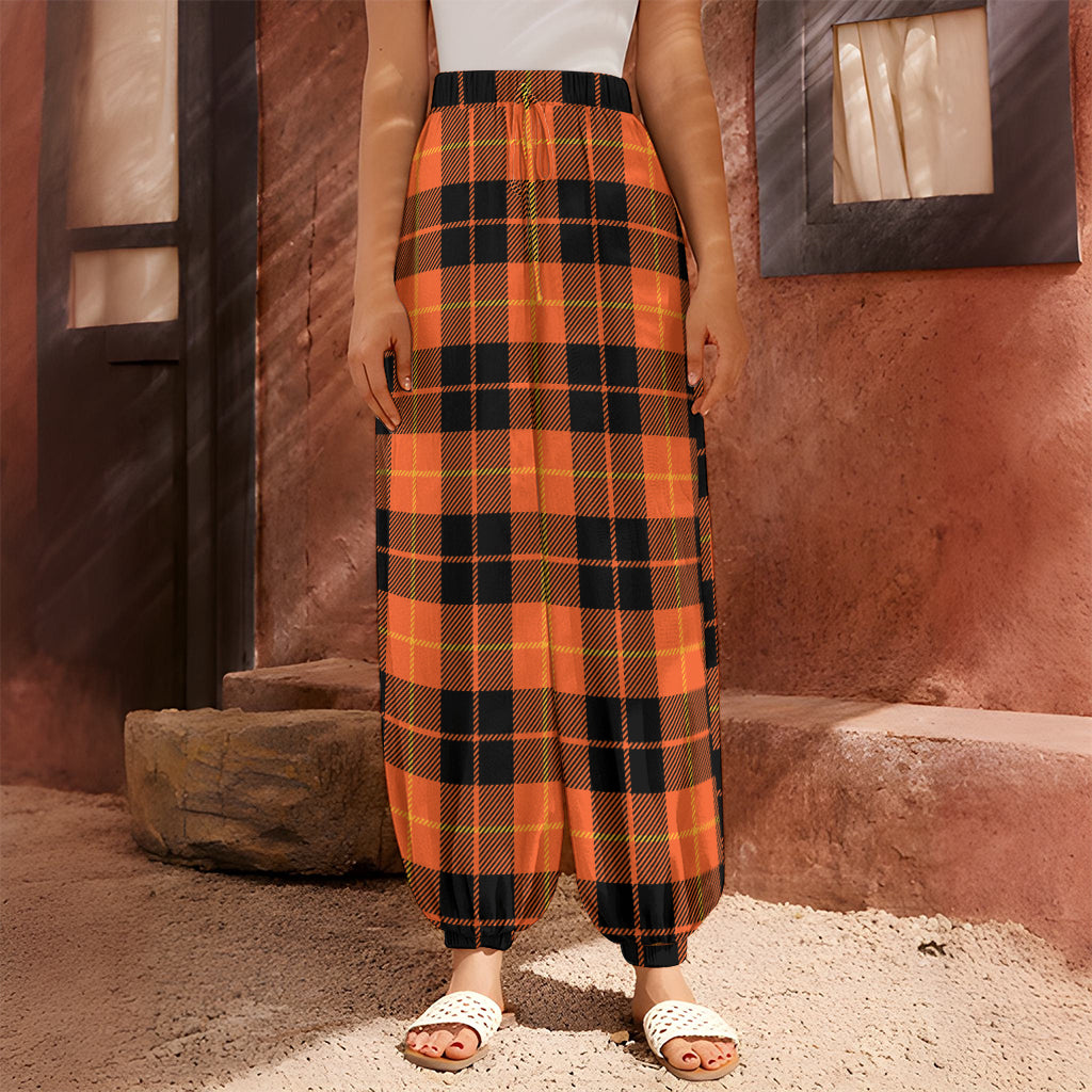 Orange Black And Yellow Tartan Print Harem Pants