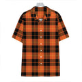 Orange Black And Yellow Tartan Print Hawaiian Shirt
