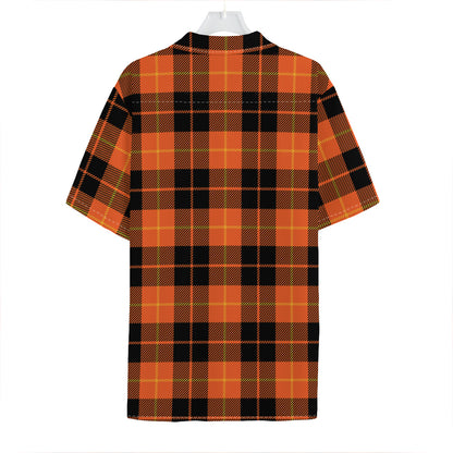 Orange Black And Yellow Tartan Print Hawaiian Shirt