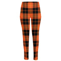 Orange Black And Yellow Tartan Print High-Waisted Pocket Leggings